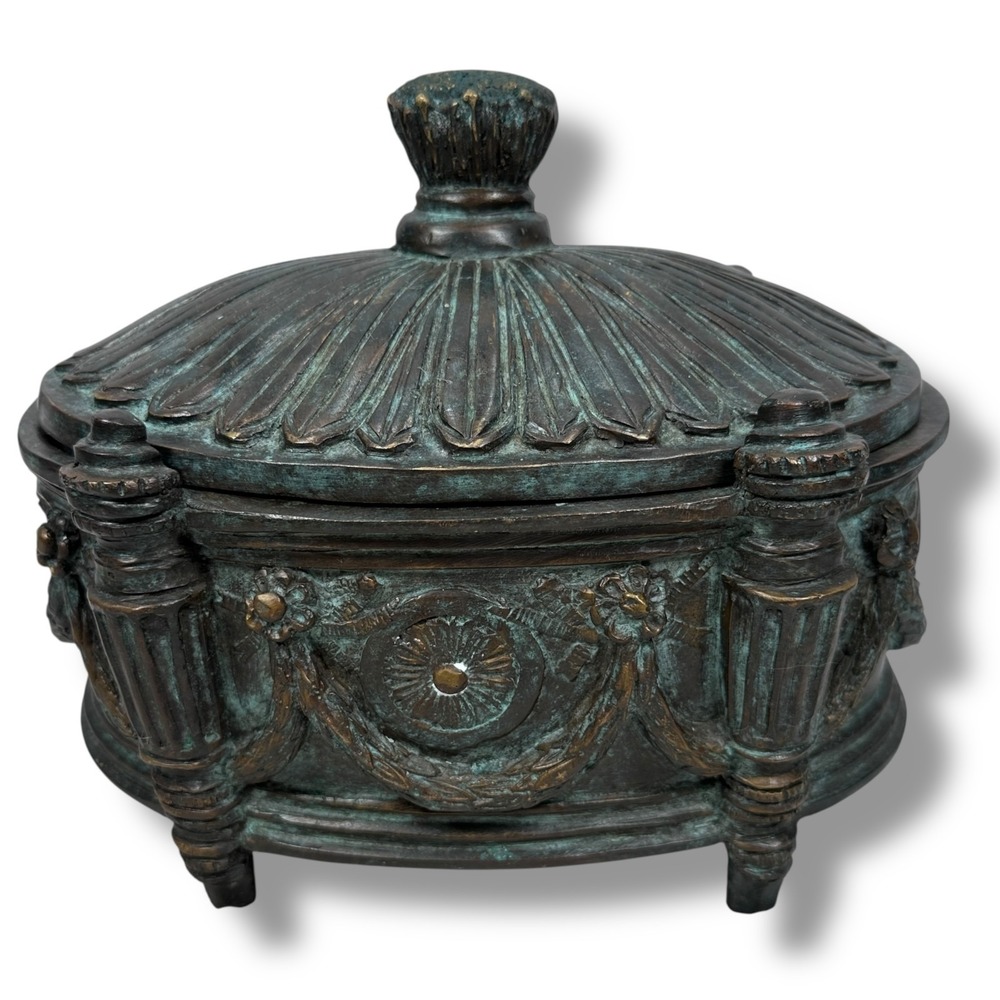 Vintage Maitland Smith Vintage Bronze Neoclassical Urn Container w/ Lid Ornate